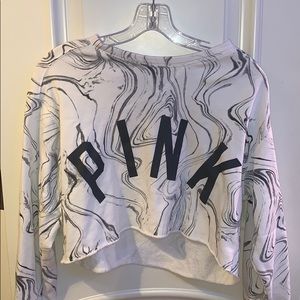 PINK cropped crew neck sweatshirt